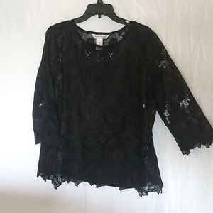 Black floral blouse, M